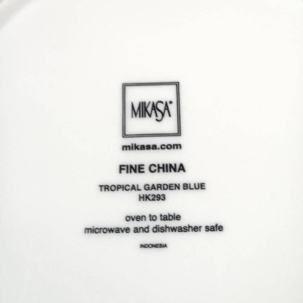 Vintage Mikasa Tropical Garden Blue Floral Salad Plates Pink Hibiscus Tropical‎